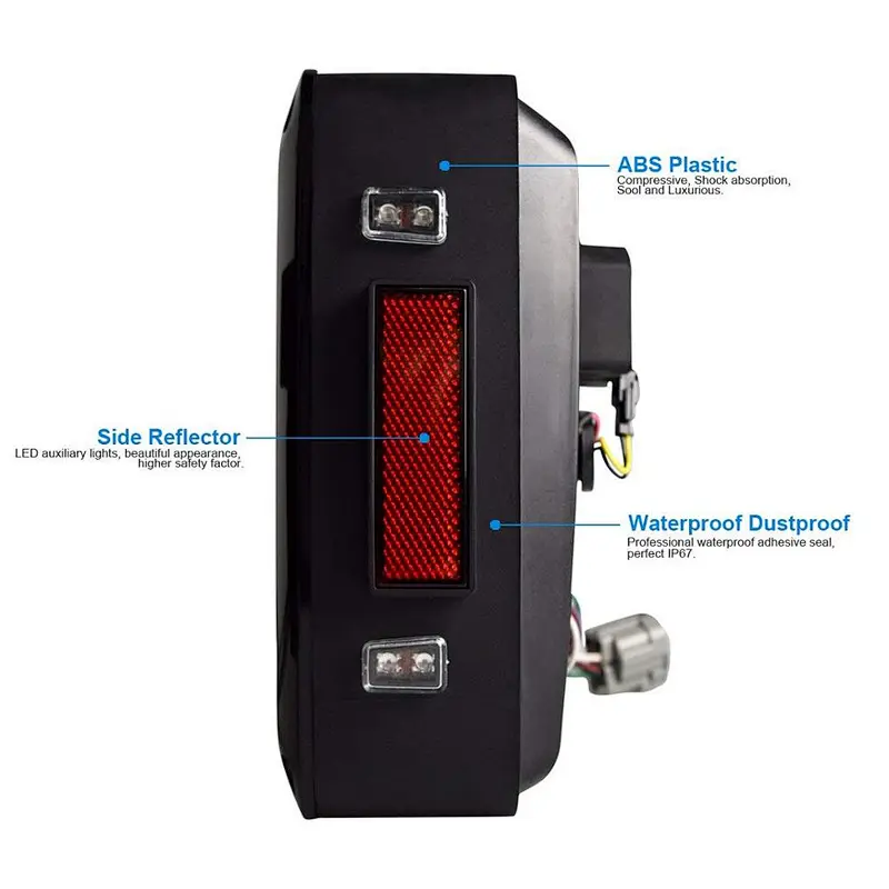 OVOVS Smoke Lens 12V Led Tail Lights With Red LED Rear Brake Light /Turn Signal & Reverse Taillight for JK