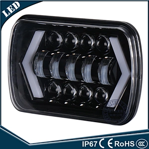 OVOVS 5X7'' LED Headlight Yellow White DRL Turn Signal Lights anti flicker for Jeep XJ MJ truck 4X4