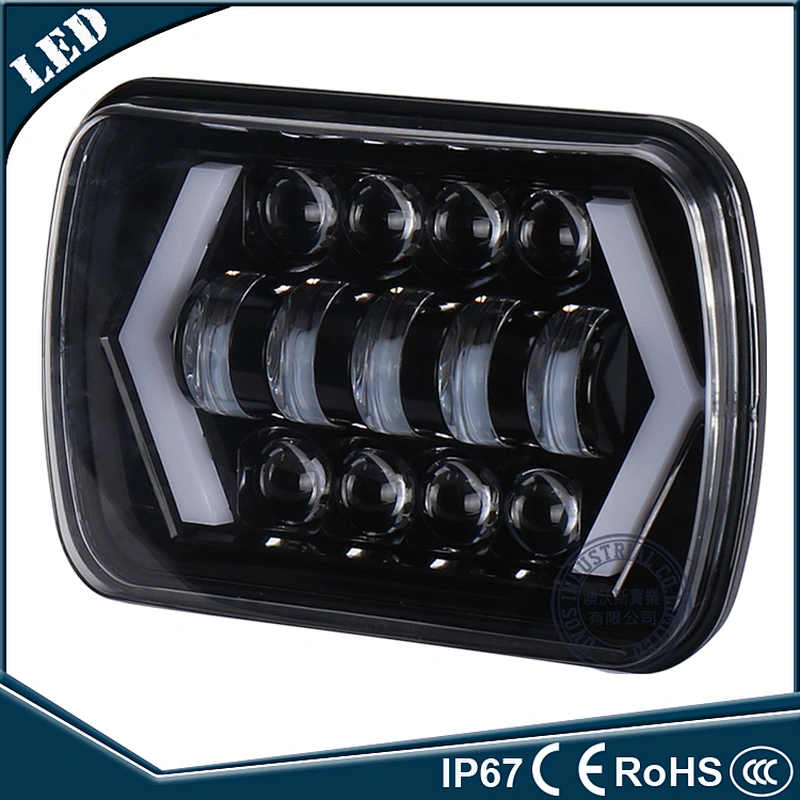 OVOVS 5X7'' LED Headlight Yellow White DRL Turn Signal Lights anti flicker for Jeep XJ MJ truck 4X4