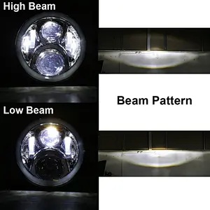 OVOVS Off Road 7inch LED Headlight with RGB Halo High/Low Beam Bluetooth Remote Control for Land Rover Hummer