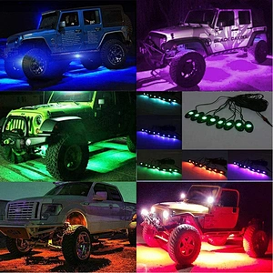 OVOVS 4 6 8 12 Pods LED Waterproof Rock Light RGB Multicolor APP Bluetooth Control Car Underbody RGB Led Rock Light