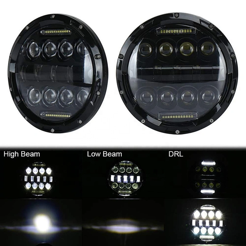 OVOVS 7inch 75w 12V Led Round Headlight with DRL Auto Parts Headlamps 7