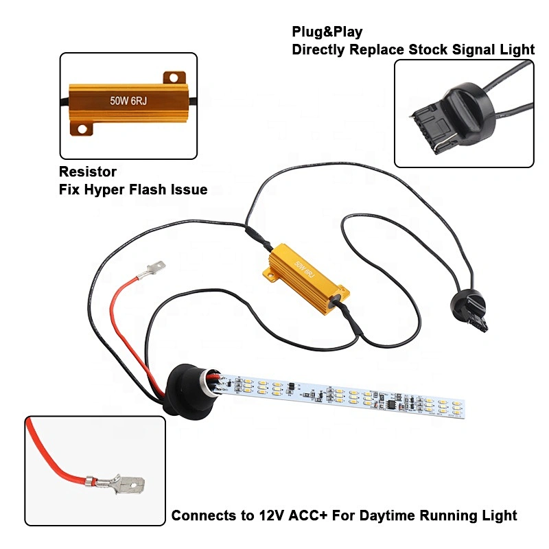 OVOVS Newest JL Amber Turn Signal White DRL 12V Led Turn Signal Light Fit for 2018+ Jeep Wrangler JL