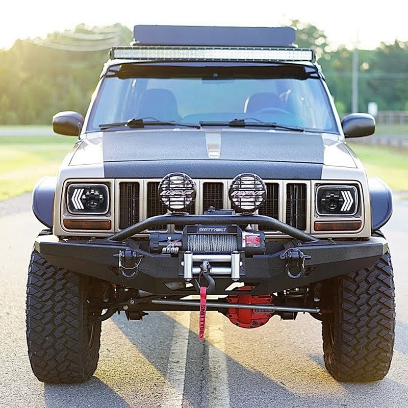 OVOVS 5x7 7x6 Inch Trucks Headlight Red Background Rectangular  Headlight DRL Turn Signal Led Headlight