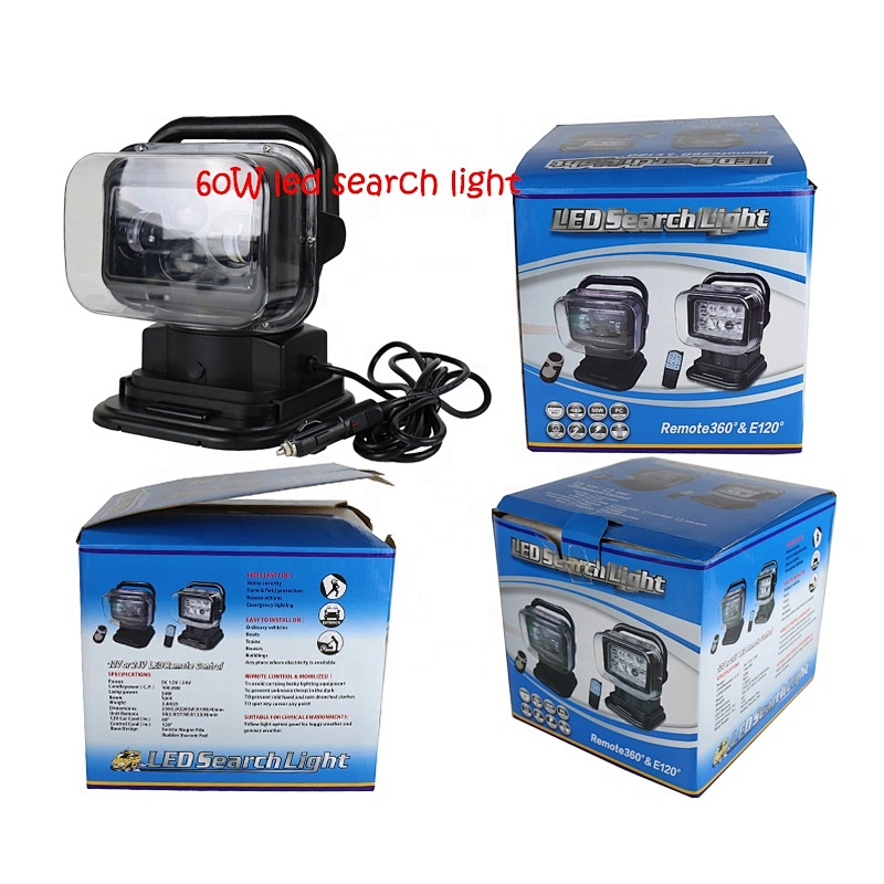 Auto parts ovovs interior design 7 inch 60w wireless remote control led search light 360 degree spot work light