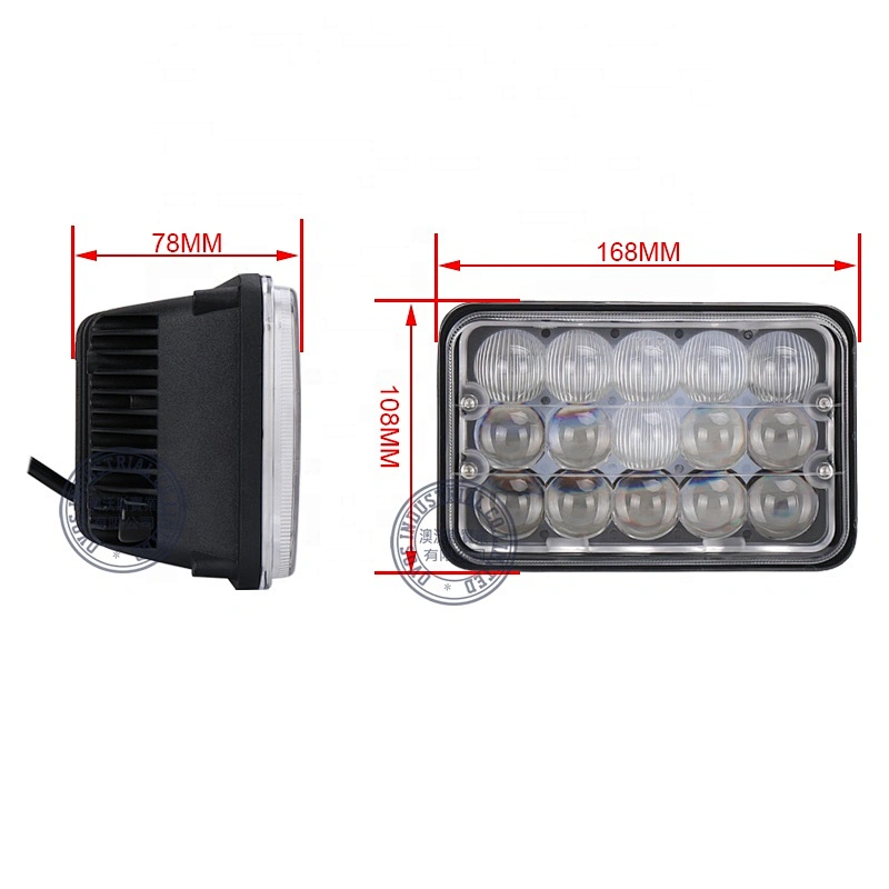 OVOVS 4D Lens 4x6 Inch LED Headlight 45w Rectangular Combo Beam Headlight