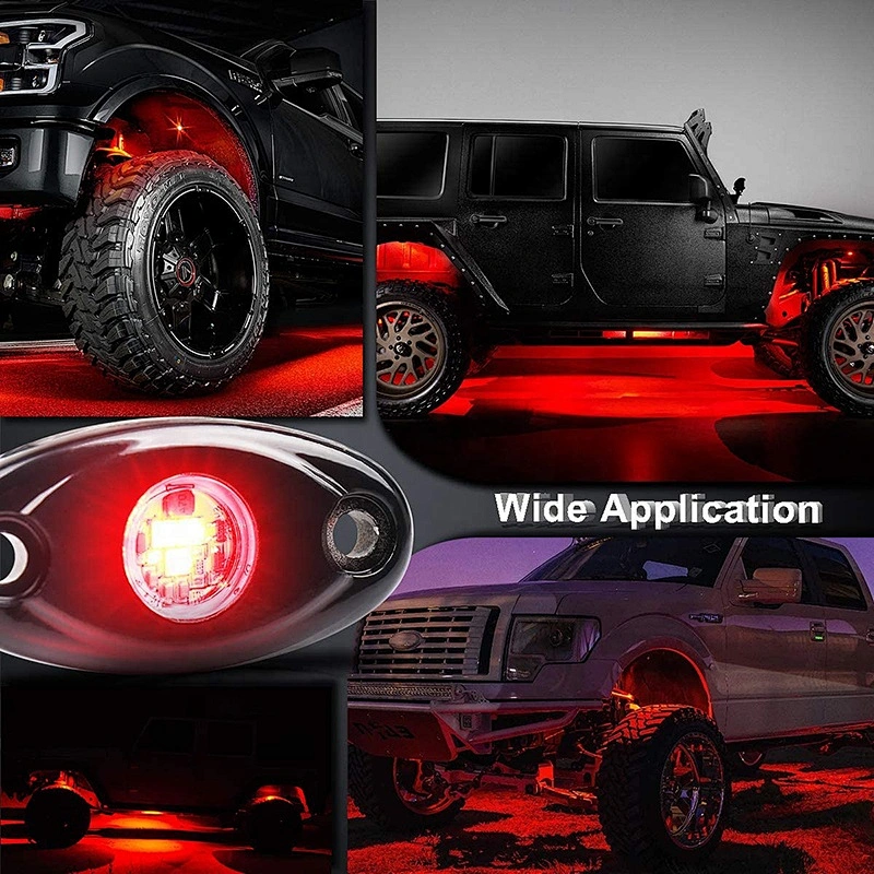 OVOVS 12v Rock Lights 6 Pods LED Red Underbody Glow Lights Kit for Jeep RZR 1000 SUV Truck UTV