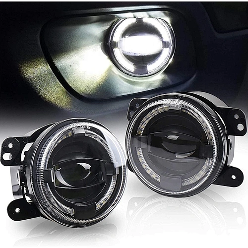 OVOVS 4inch LED Fog Lights Front Bumper Driving Fog Lights with Halo DRL for Jeep jk
