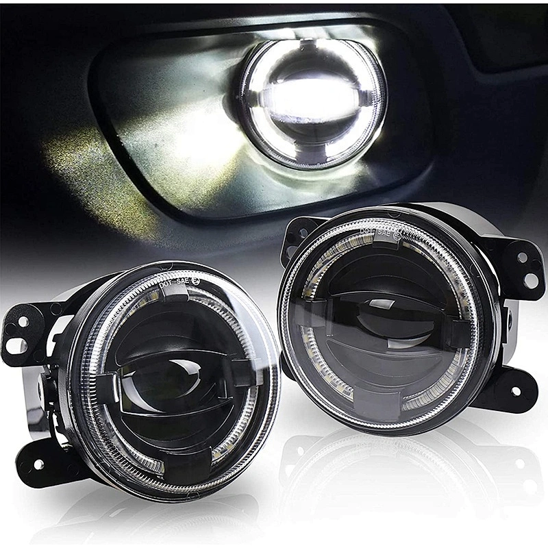 OVOVS 4inch LED Fog Lights Front Bumper Driving Fog Lights with Halo DRL for Jeep jk