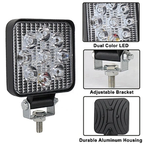 OVOVS Dual Color 12V Amber White Led Work Light Spot Mini 27W Square Work light
