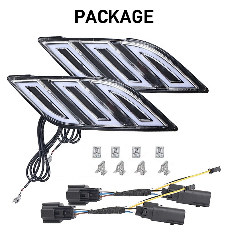OVOVS Led Fender Vents Lighting with Amber Sequential Turn Signal Light White DRL for Ford Raptor 2017 up
