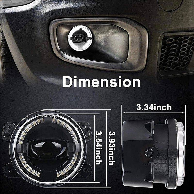 OVOVS 4inch LED Fog Lights Front Bumper Driving Fog Lights with Halo DRL for Jeep jk