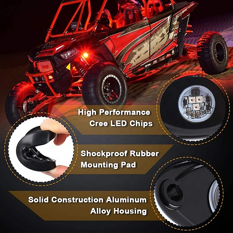 OVOVS 12v Rock Lights 6 Pods LED Red Underbody Glow Lights Kit for Jeep RZR 1000 SUV Truck UTV
