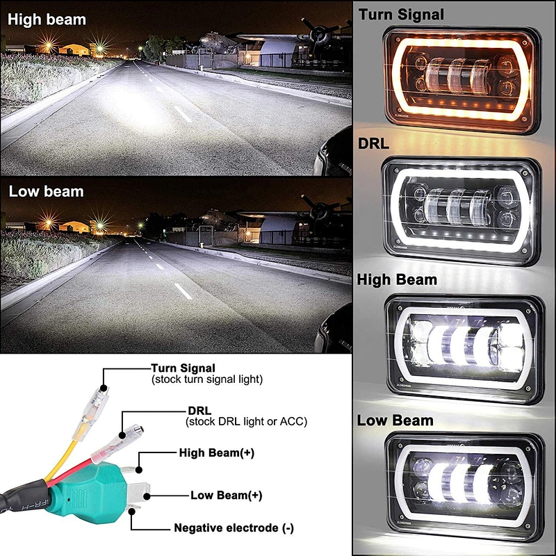OVOVS 4PCS Square Headlights 4x6