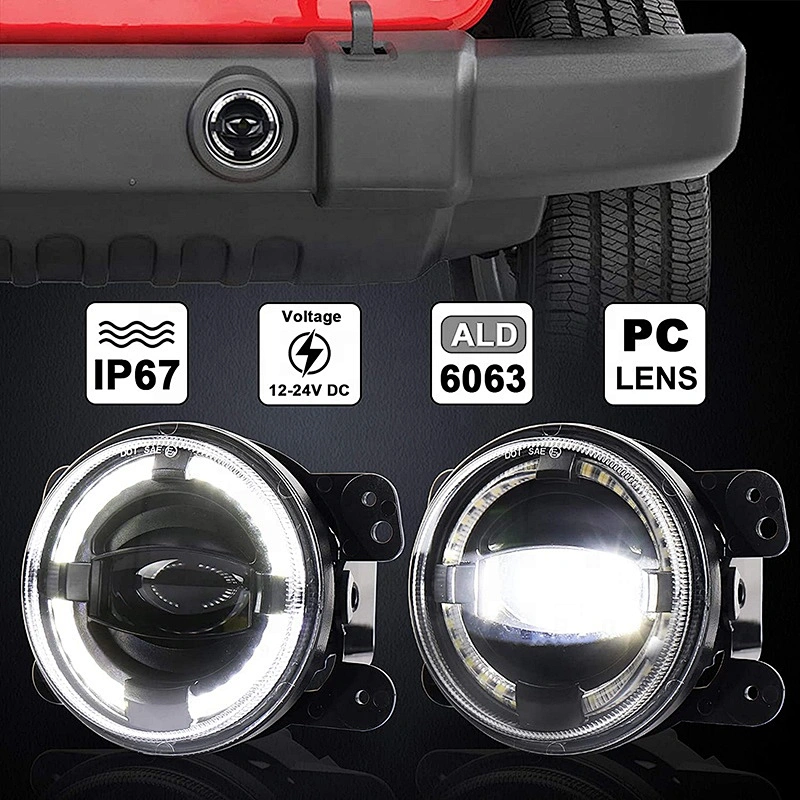 OVOVS 4inch LED Fog Lights Front Bumper Driving Fog Lights with Halo DRL for Jeep jk