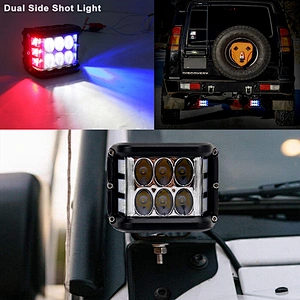 OVOVS 30W Side Shooter Led Work Light 4 Inch Cube Work Light Pod 4x4 Off-Road Driving Light 10-30V