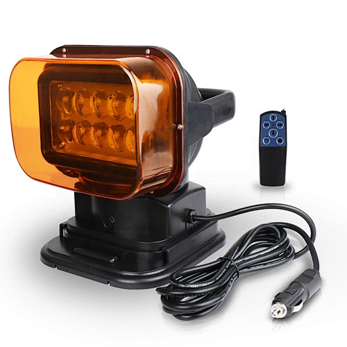 OVOVS 12V 24V LED Searchlight 50W Yellow Cover Remote Control 360 Degree Marine Rescue LED Search Light