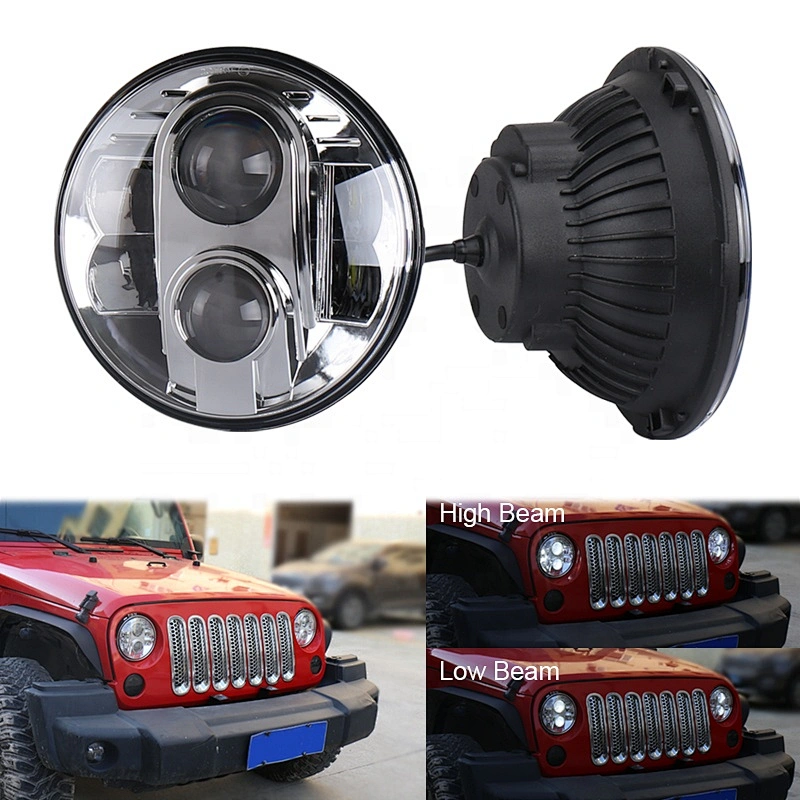 Auto parts OVOVS Projector 7 Inch Hi/Lo Beam DOT Round 80W JK 7'' Led Headlight for J-eep Wrangler Motorcycle