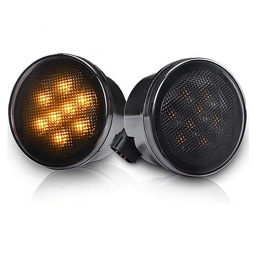 OVOVS Front Fender Turn Signal LED Lights with Smoked Lens Amber indicator Lights for Jeep Wrangler Willy Wheeler