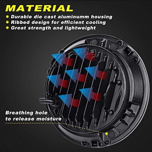 OVOVS 50W 7 Inch Round Led Headlight with DRL Turn Signal Light Led for Jeep