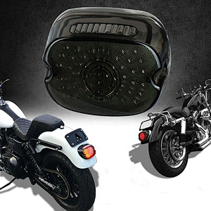 OVOVS 12v Motorcycle Led Tail Light Smoked Lens Taillights Brake Turn Signal License Plate Tail Light for Harley Dynas
