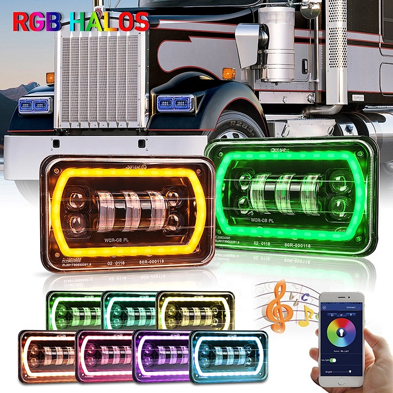 OVOVS Rectangular 4x6 Led Headlight RGB Halo 4x6