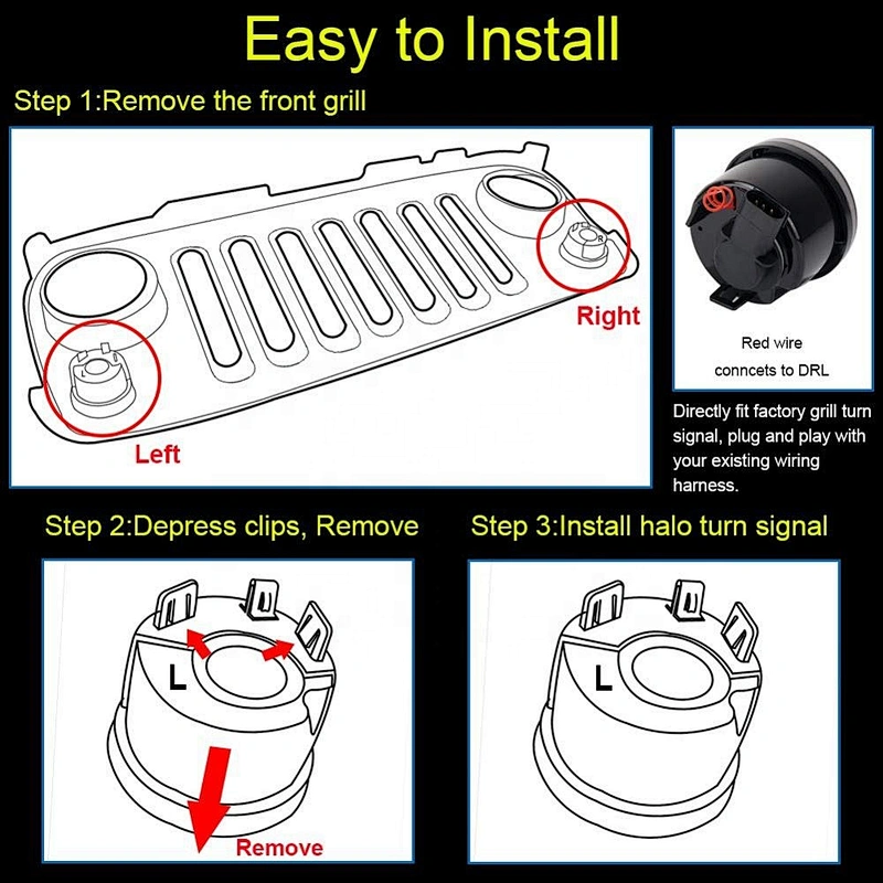 OVOVS Front Fender Turn Signal LED Lights with Smoked Lens Amber indicator Lights for Jeep Wrangler Willy Wheeler
