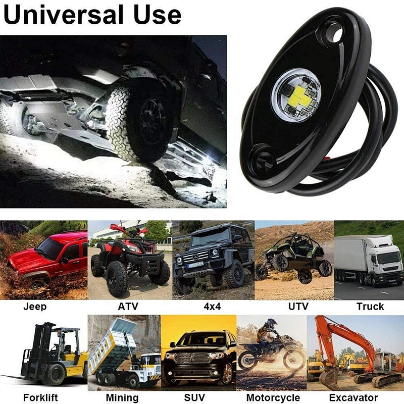 OVOVS 9W 2 inch Aluminum LED Rock Light with Multiple Color Under Light Flashing, Music Mode for Underglow Off Road Trucks