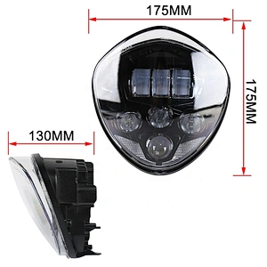 OVOVS Black 60W LED Headlight with High/Low Beam White DRL 12V Motorcycle Headlamp for Victory Cross Road Country