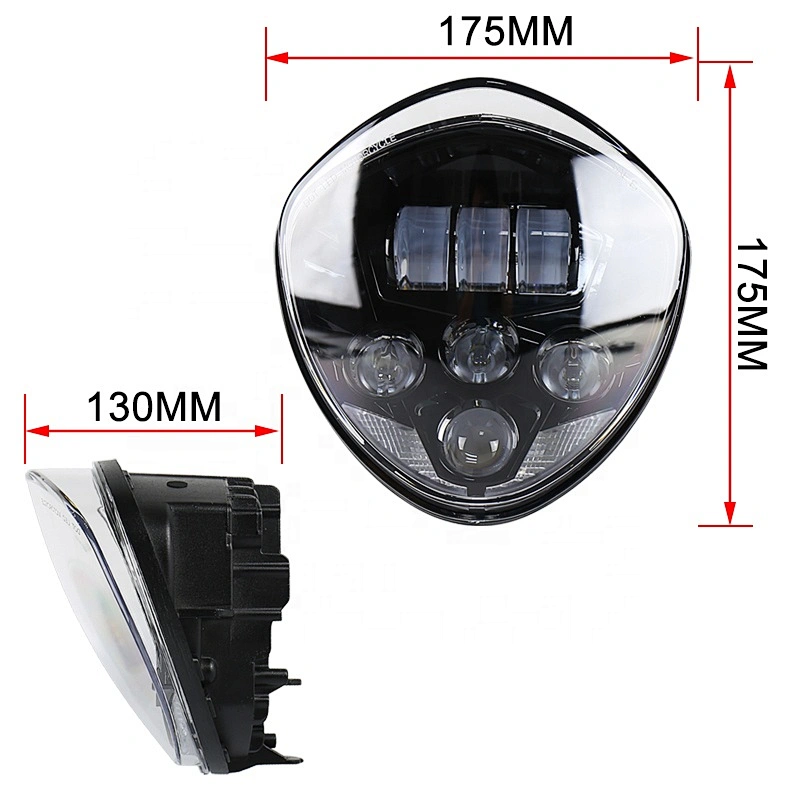 OVOVS Black 60W LED Headlight with High/Low Beam White DRL 12V Motorcycle Headlamp for Victory Cross Road Country