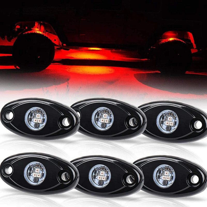OVOVS 12v Rock Lights 6 Pods LED Red Underbody Glow Lights Kit for Jeep RZR 1000 SUV Truck UTV