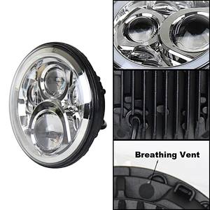 OVOVS 7 inch 50W Off Road LED Headlight with High/Low Beam White DRL Angle Eye for Jeep Wrangler Harley Davidson
