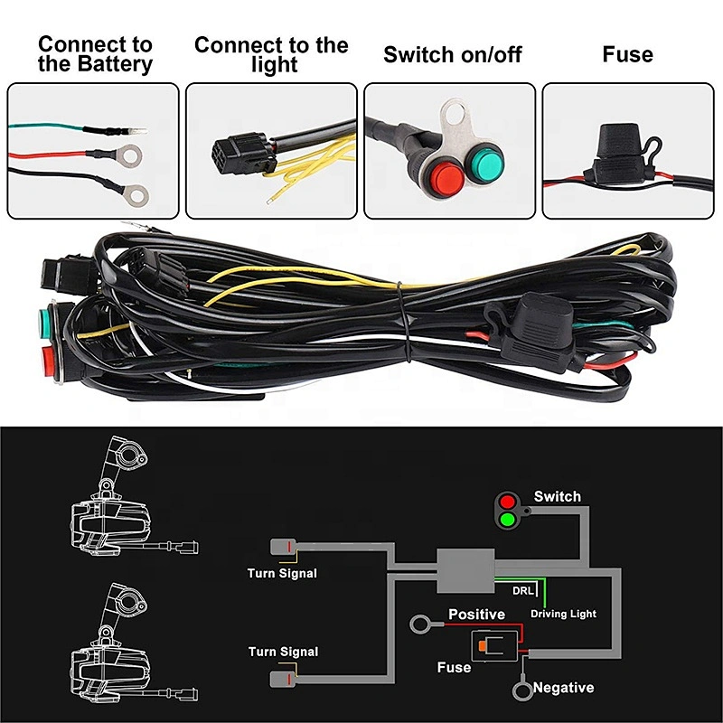 OVOVS Upgraded 40W Motorcycle Auxiliary Lights with Harness Yellow Cover Strobe auxiliary fog Lights