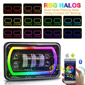 OVOVS Rectangular 4x6 Led Headlight RGB Halo 4x6