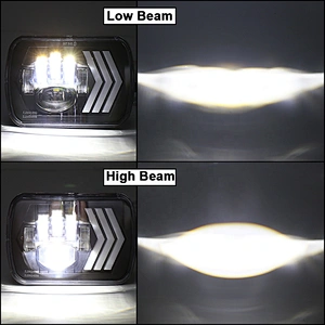 OVOVS 5x7 7x6 Inch Trucks Headlight Red Background Rectangular  Headlight DRL Turn Signal Led Headlight