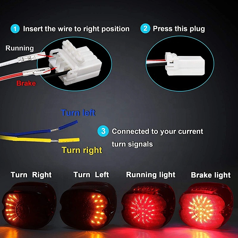 OVOVS Lay Down Type Led Tail Light Dyna Sportster Tail Light Stop Turn Light for Harley Motorcycle