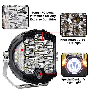 OVOVS 5Inch led Round Work Light 50w White Amber Work light Off-road Driving Light for Jeep