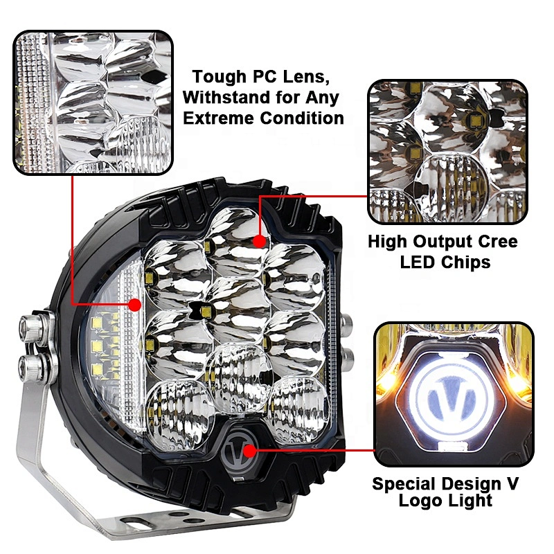 OVOVS 5Inch led Round Work Light 50w White Amber Work light Off-road Driving Light for Jeep