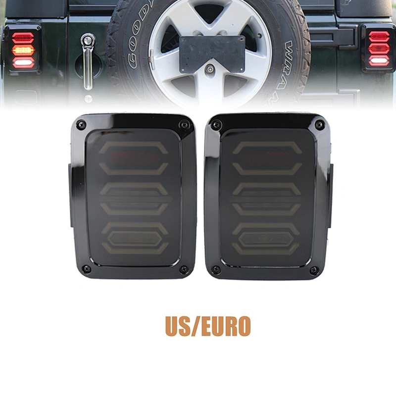 OVOVS Smoke Lens 12V Led Tail Lights With Red LED Rear Brake Light /Turn Signal & Reverse Taillight for JK