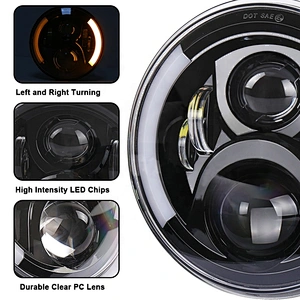 OVOVS Motorcycle 7 inch round LED Headlight with DRL Turn Signal Headlight for Honda Motorcycle