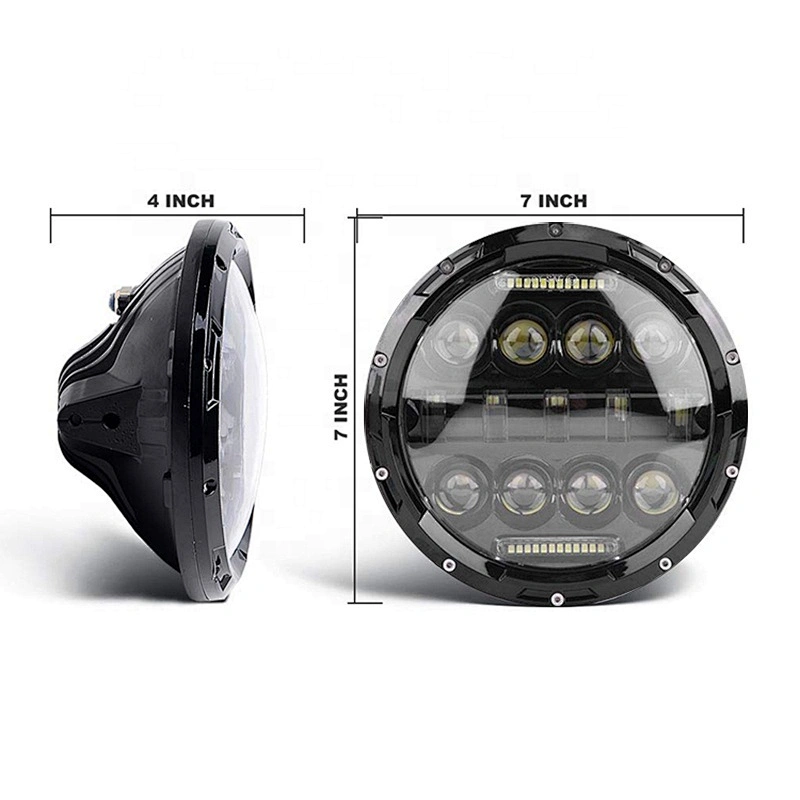 OVOVS 7inch 75w 12V Led Round Headlight with DRL Auto Parts Headlamps 7