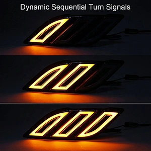 OVOVS Led Fender Vents Lighting with Amber Sequential Turn Signal Light White DRL for Ford Raptor 2017 up