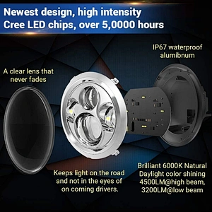 OVOVS Motorcycle 7 inch LED Headlight 7