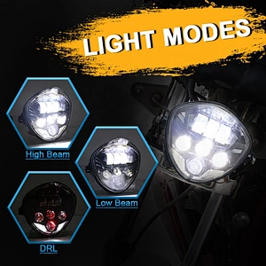 OVOVS Dual Color Motorcycle Headlight Assembly Kit for Honda Suzuki Yamaha