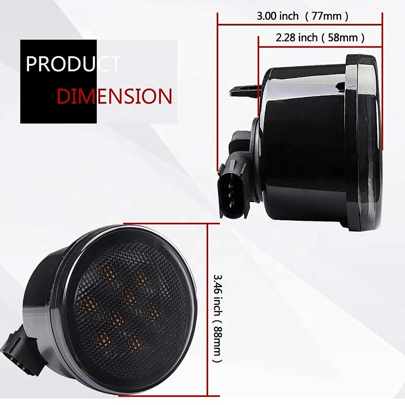 OVOVS Front Fender Turn Signal LED Lights with Smoked Lens Amber indicator Lights for Jeep Wrangler Willy Wheeler