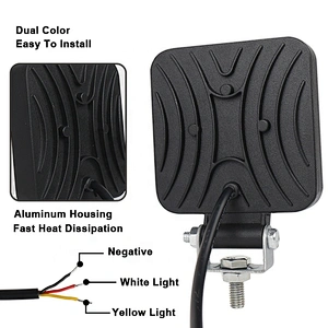 OVOVS Dual Color 12V Amber White Led Work Light Spot Mini 27W Square Work light