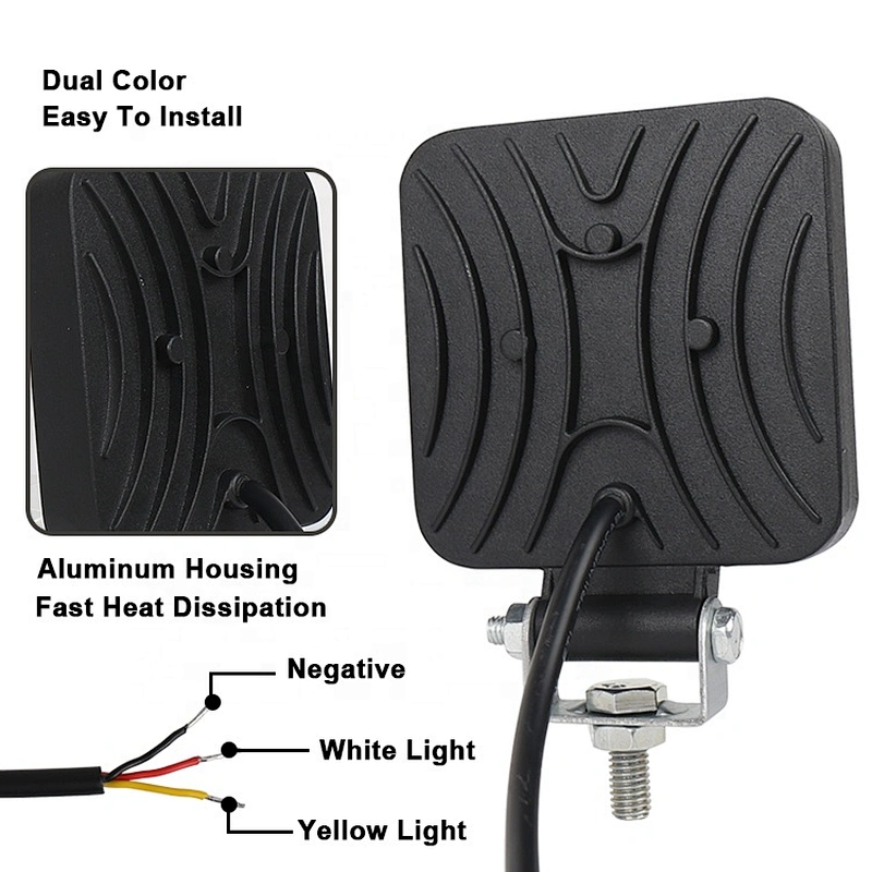 OVOVS Dual Color 12V Amber White Led Work Light Spot Mini 27W Square Work light