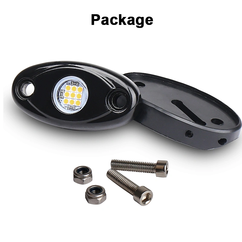 OVOVS 9W Multi-color Rock Lights Single Pod 12v Under Car Rock Light for 4x4 Off-road Trucks ATVs Vehicles