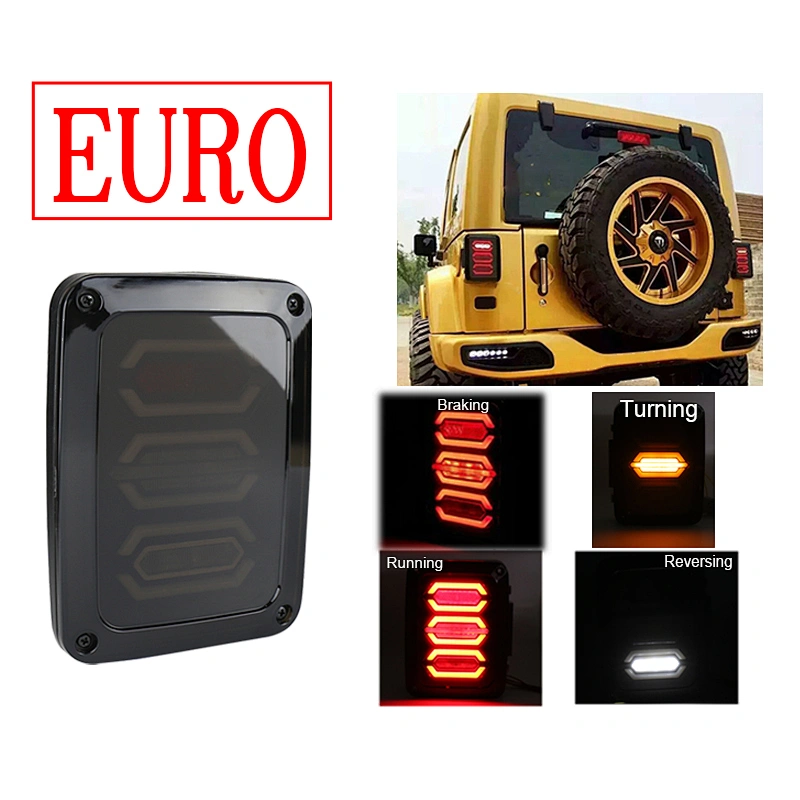 OVOVS Smoke Lens 12V Led Tail Lights With Red LED Rear Brake Light /Turn Signal & Reverse Taillight for JK