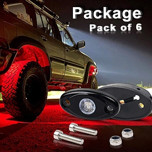 OVOVS 12v Rock Lights 6 Pods LED Red Underbody Glow Lights Kit for Jeep RZR 1000 SUV Truck UTV